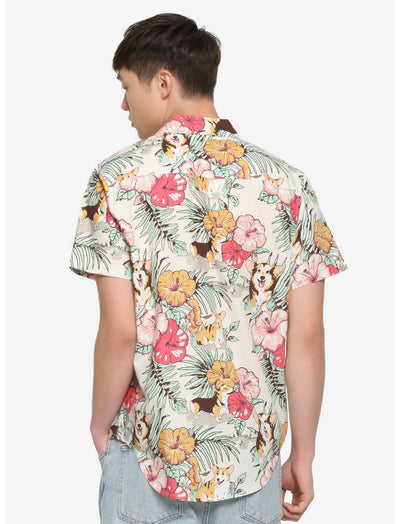 Corgi Hawaiian Print Shirt