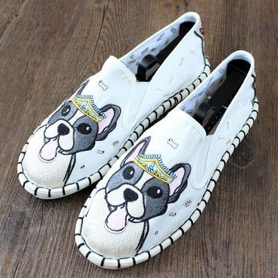 Boston Terriers Love Embroidered Canvas Loafers