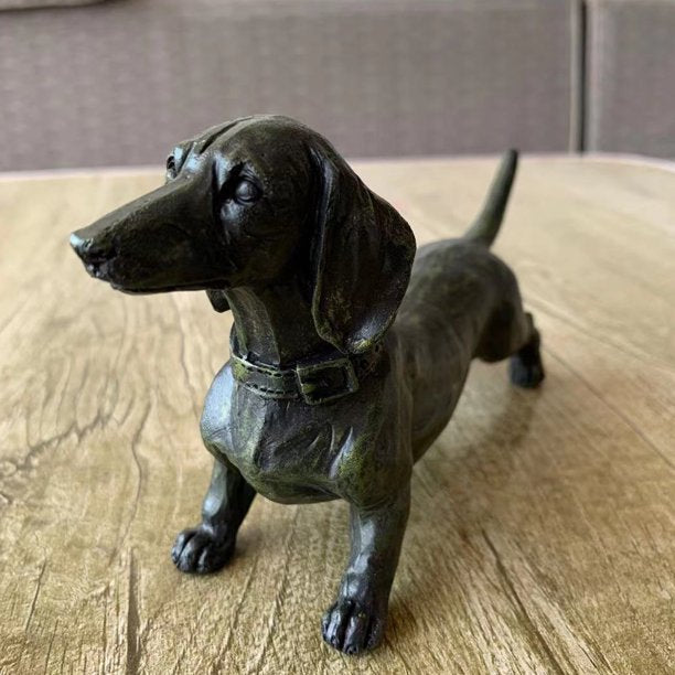 RAKSO Wobble Dachshund Dog Figurine H14 cm Large Lying Down with Bobble Head