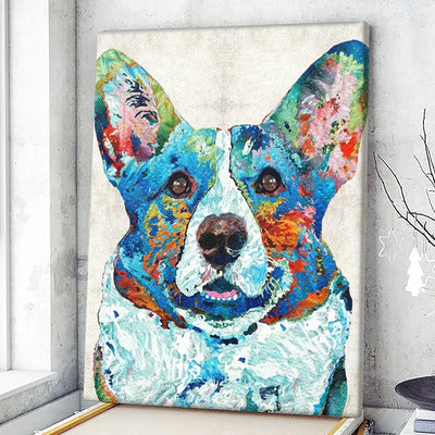 Colorful Pembroke Welsh Corgi - Dog Canvas Print